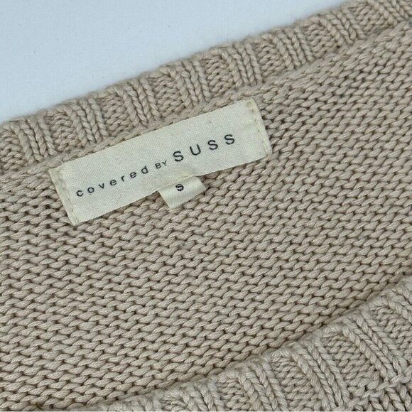 Covered by Suss Women's Cream Striped Scoop Neck Old Money Knit Sweater S/C39 - Picture 7 of 11